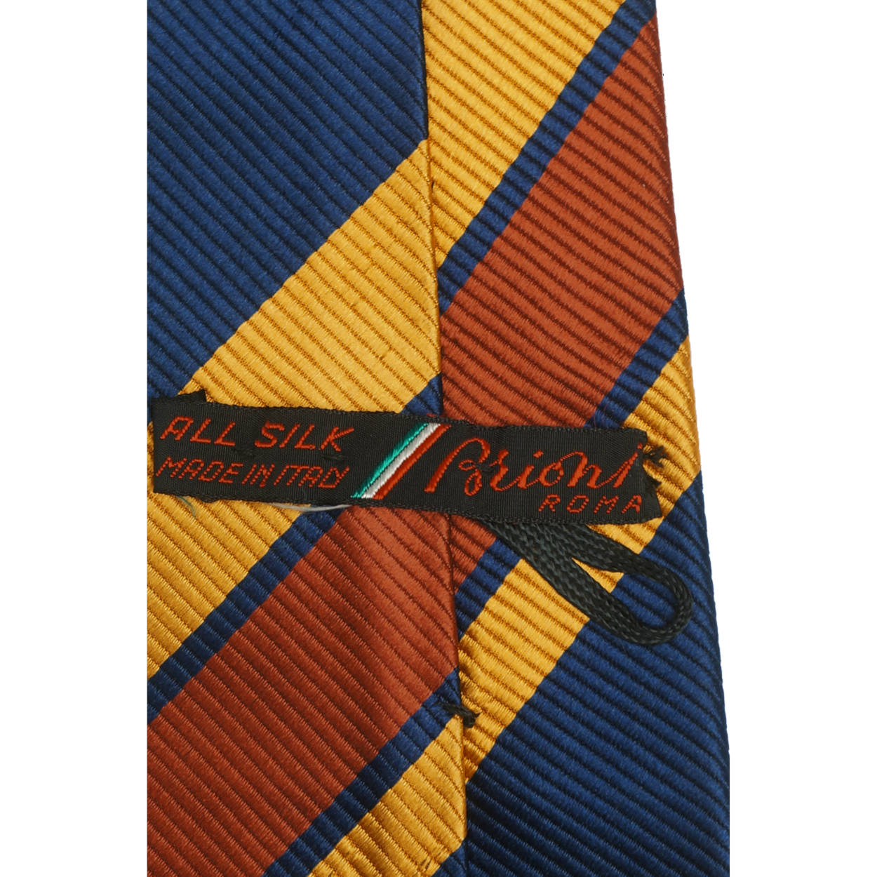 Vintage 1970s Brioni Rome Striped Silk Twill Necktie Mens Tie Made in Italy - Poppy's Vintage Clothing