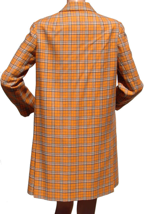 Vintage 1960s Mod Orange Wool Plaid Coat - Brioni - Couture - Poppy's Vintage Clothing