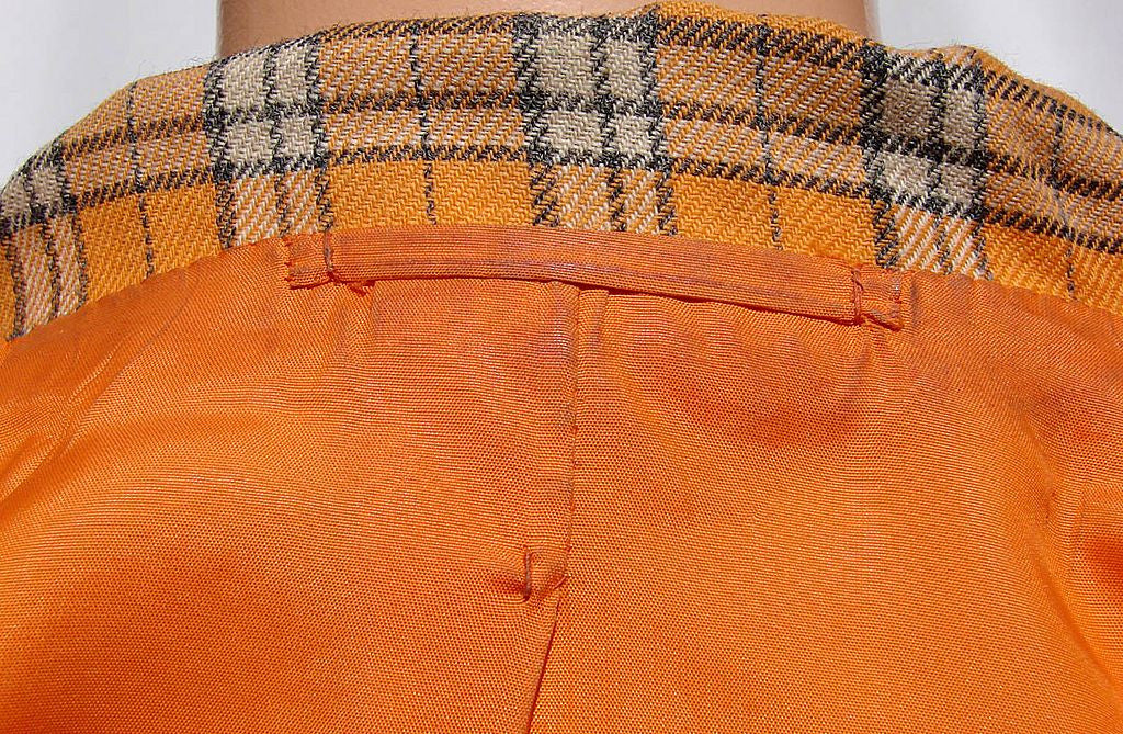 Vintage 1960s Mod Orange Wool Plaid Coat - Brioni - Couture - Poppy's Vintage Clothing
