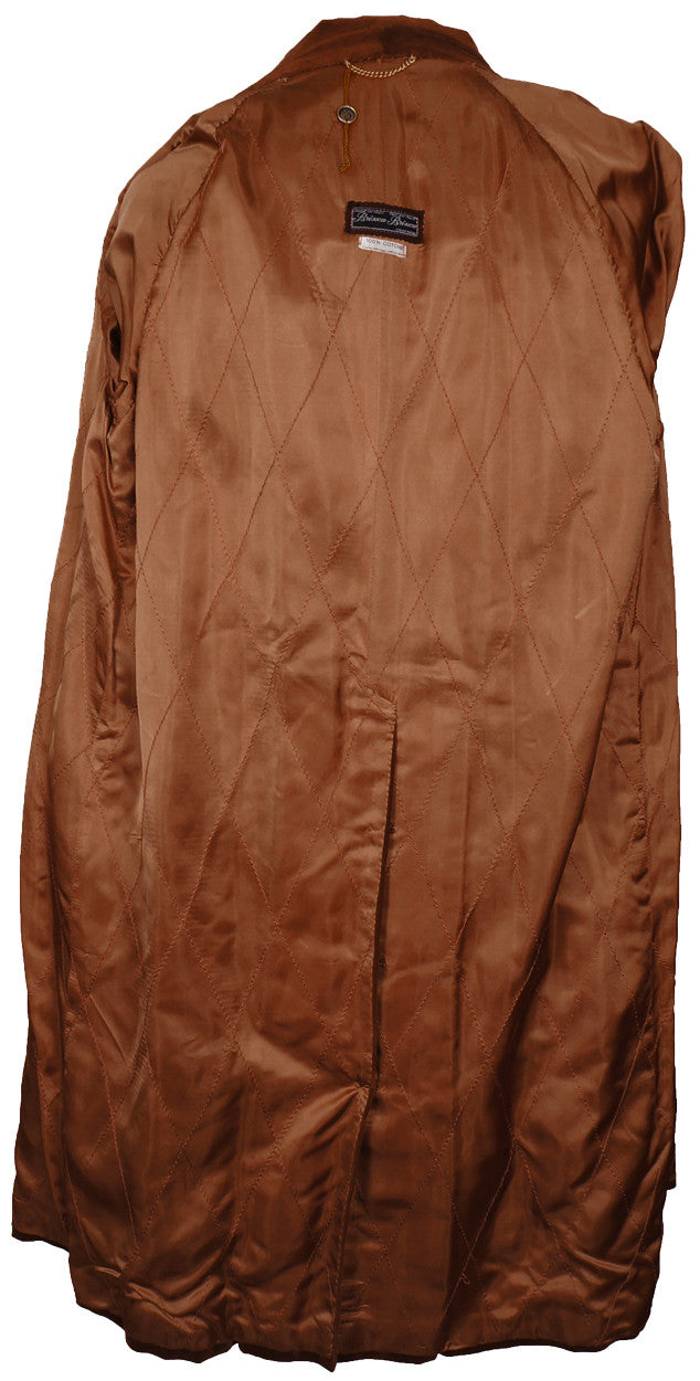Vintage 70s Mens Mod Trench Coat Brown Velvet L - Poppy's Vintage Clothing
