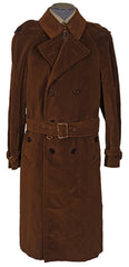 Vintage 70s Mens Mod Trench Coat Brown Velvet L - Poppy's Vintage Clothing