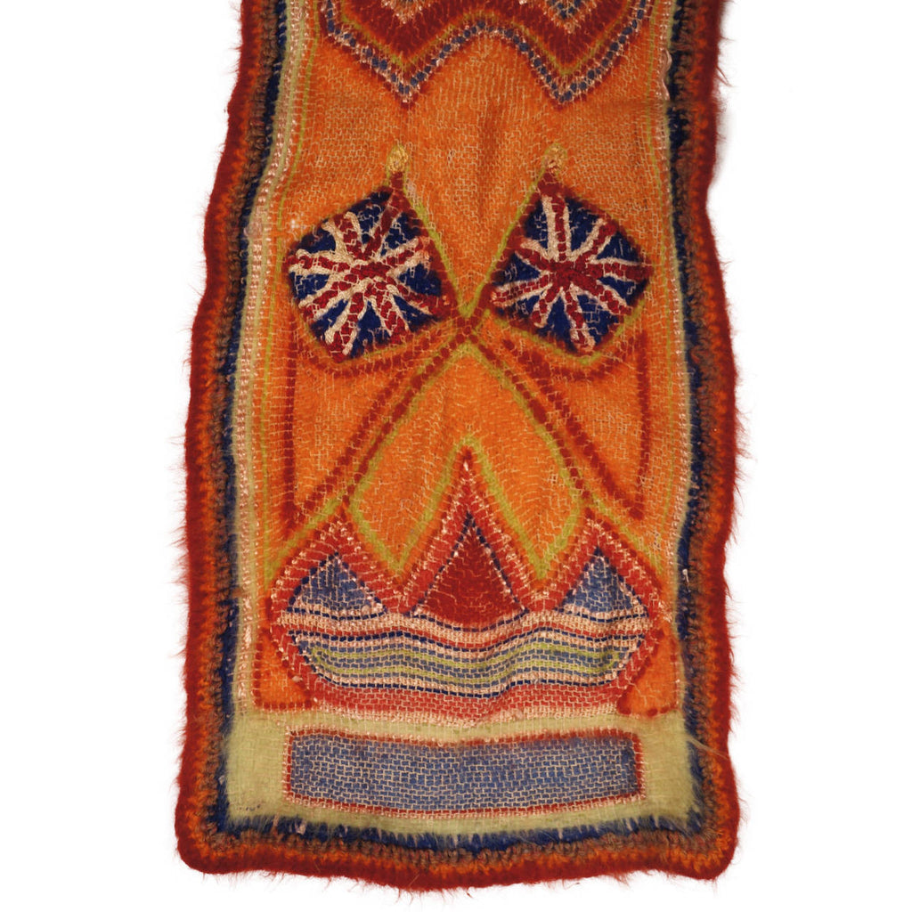 Antique British Flag Patriotic Scarf Hand Woven Wool Boer War Era - Poppy's Vintage Clothing