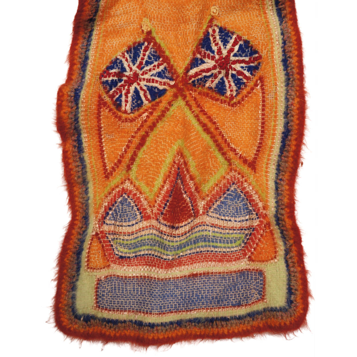 Antique British Flag Patriotic Scarf Hand Woven Wool Boer War Era - Poppy's Vintage Clothing
