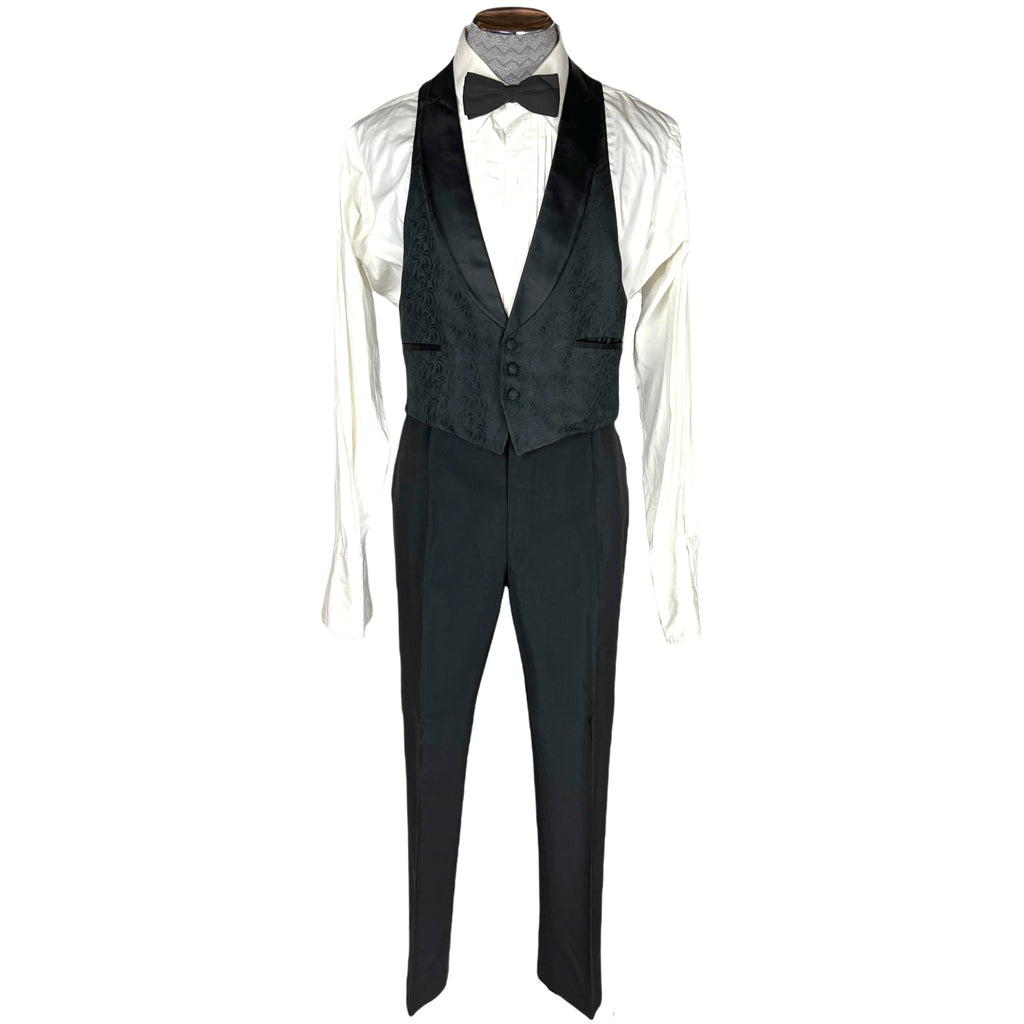 Vintage 1960s Brocade Tuxedo 3 Piece Mohair Wool Blend 1964