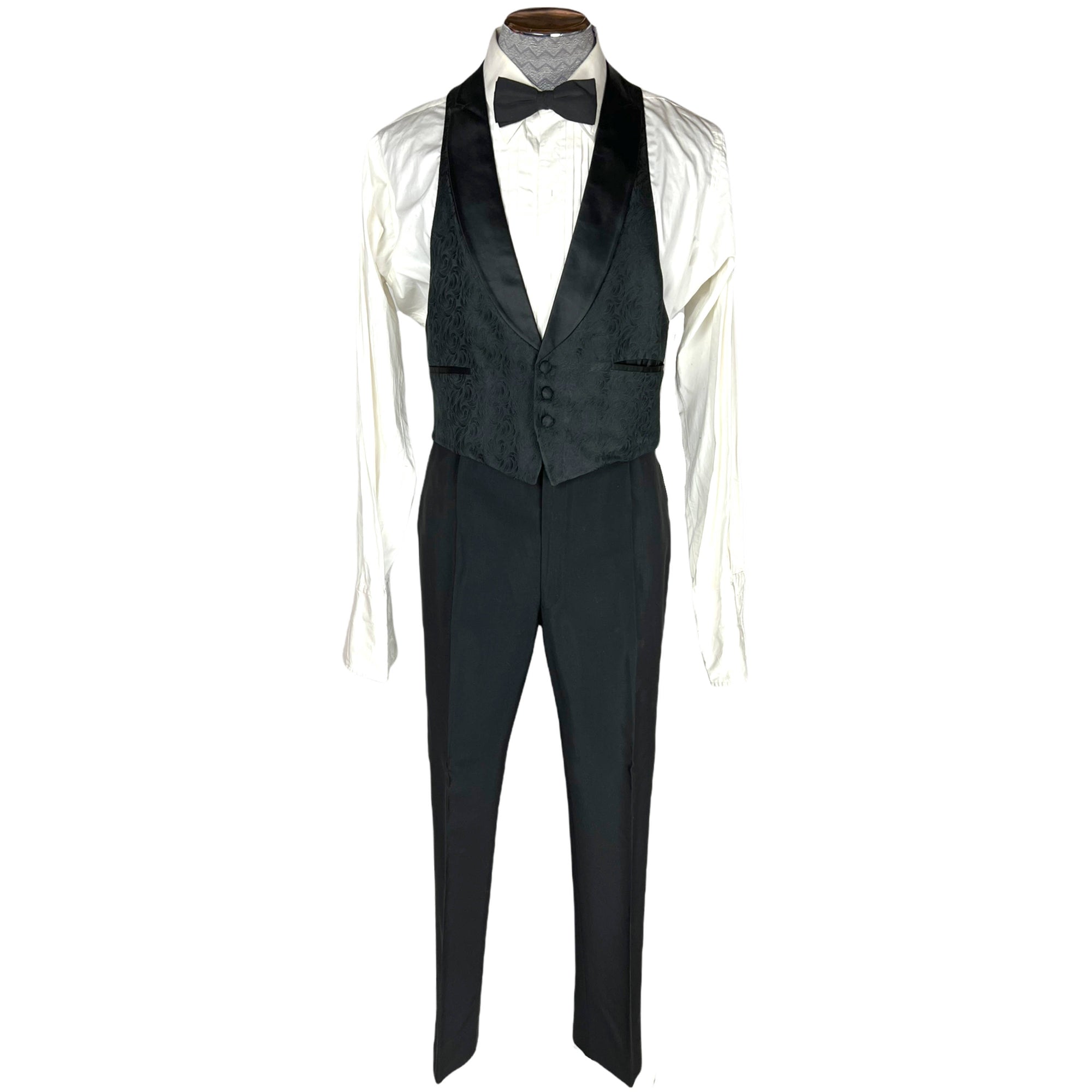 Vintage 1960s Brocade Tuxedo 3 Piece Mohair Wool Blend 1964