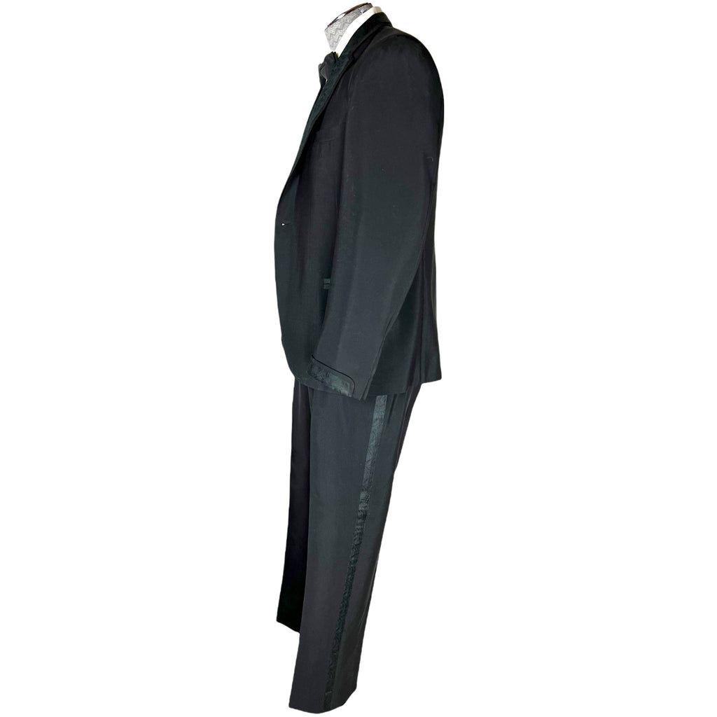 Vintage 1960s Brocade Tuxedo 3 Piece Mohair Wool Blend 1964