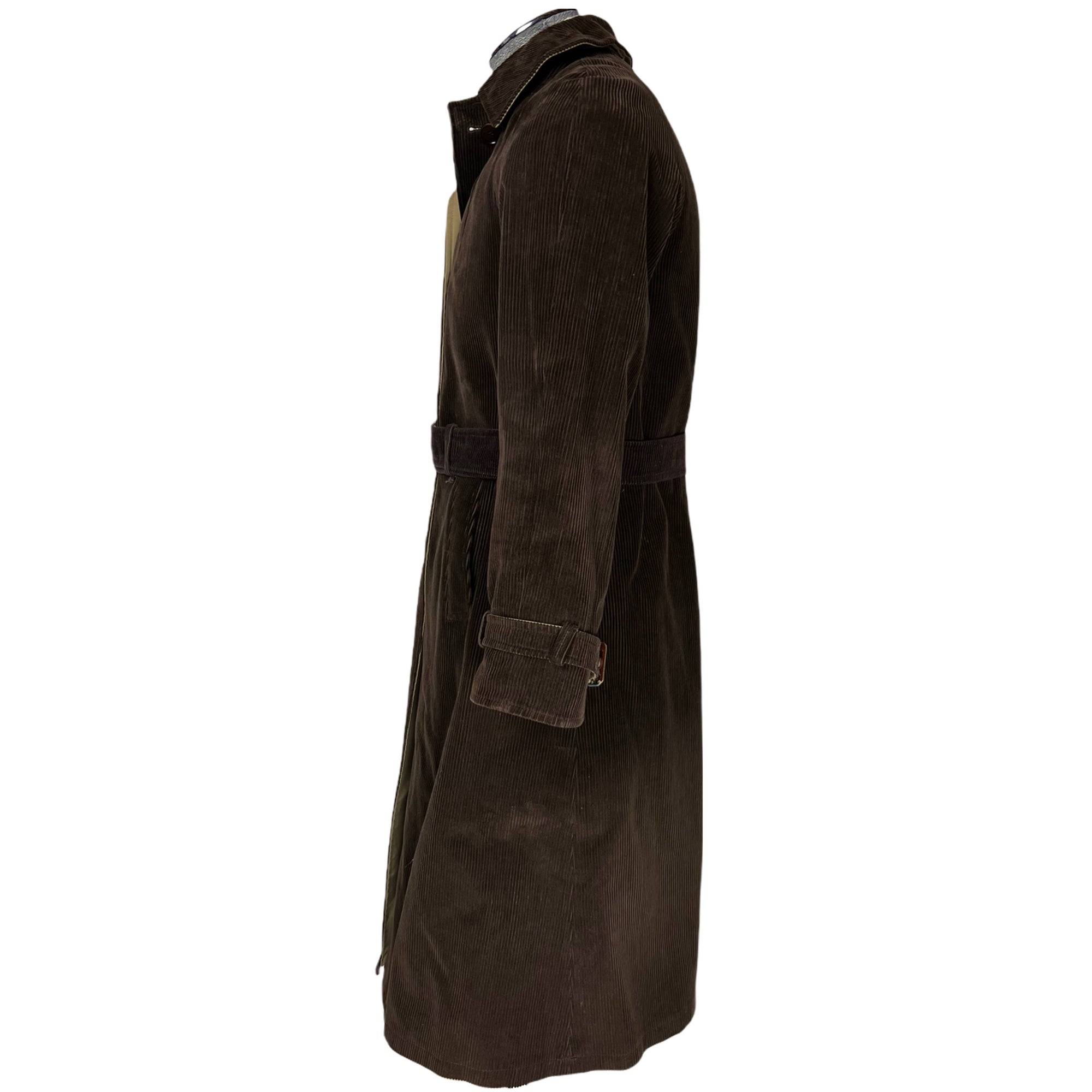 Vintage 1970s Italian Reversible Corduroy Coat Raincoat Sz S