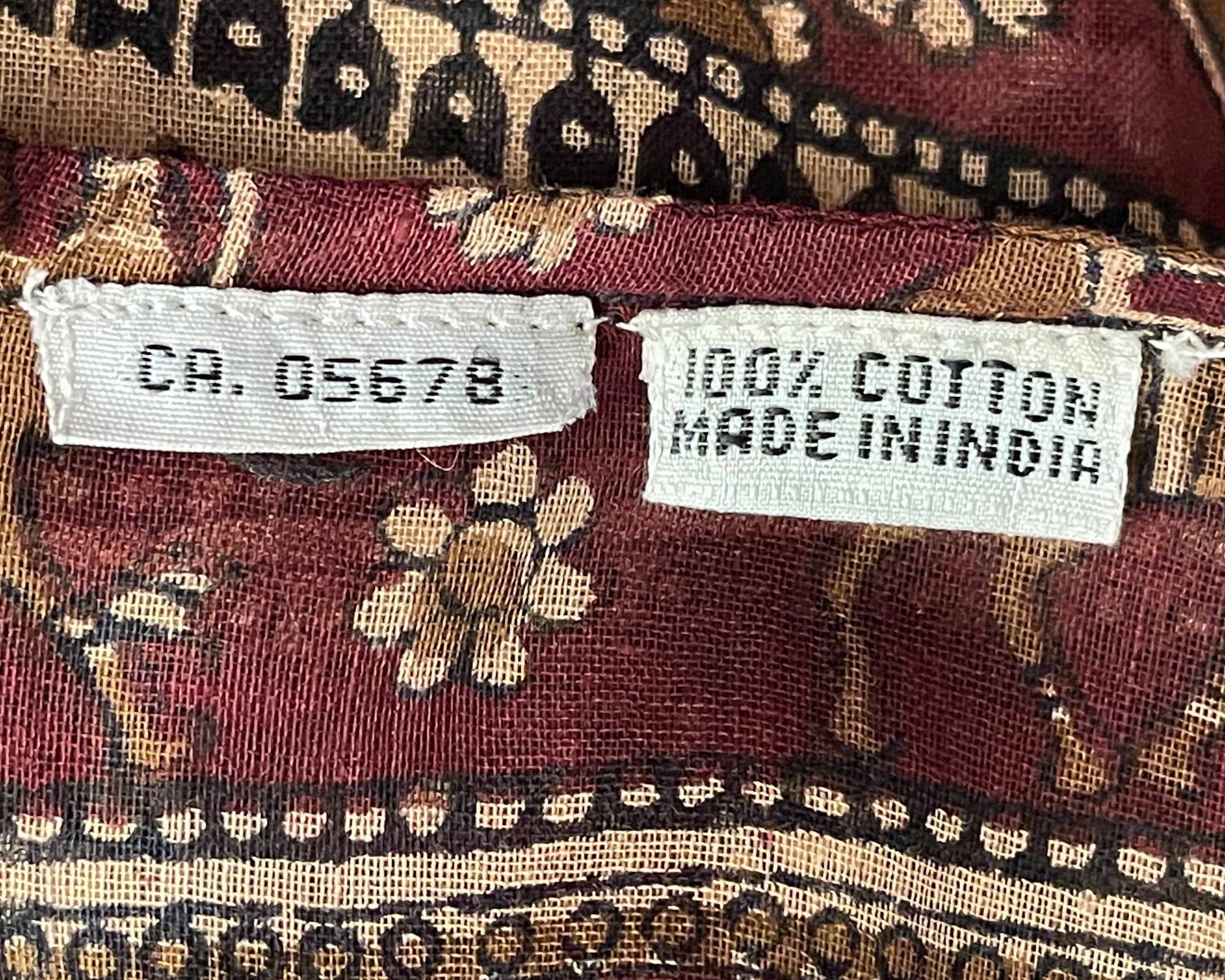 Vintage 1970s Indian Gauze Cotton Dress Elephant Print NOS