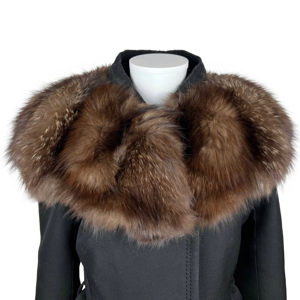 Large Vintage Fox Fur Collar Brown w Frosted Tips