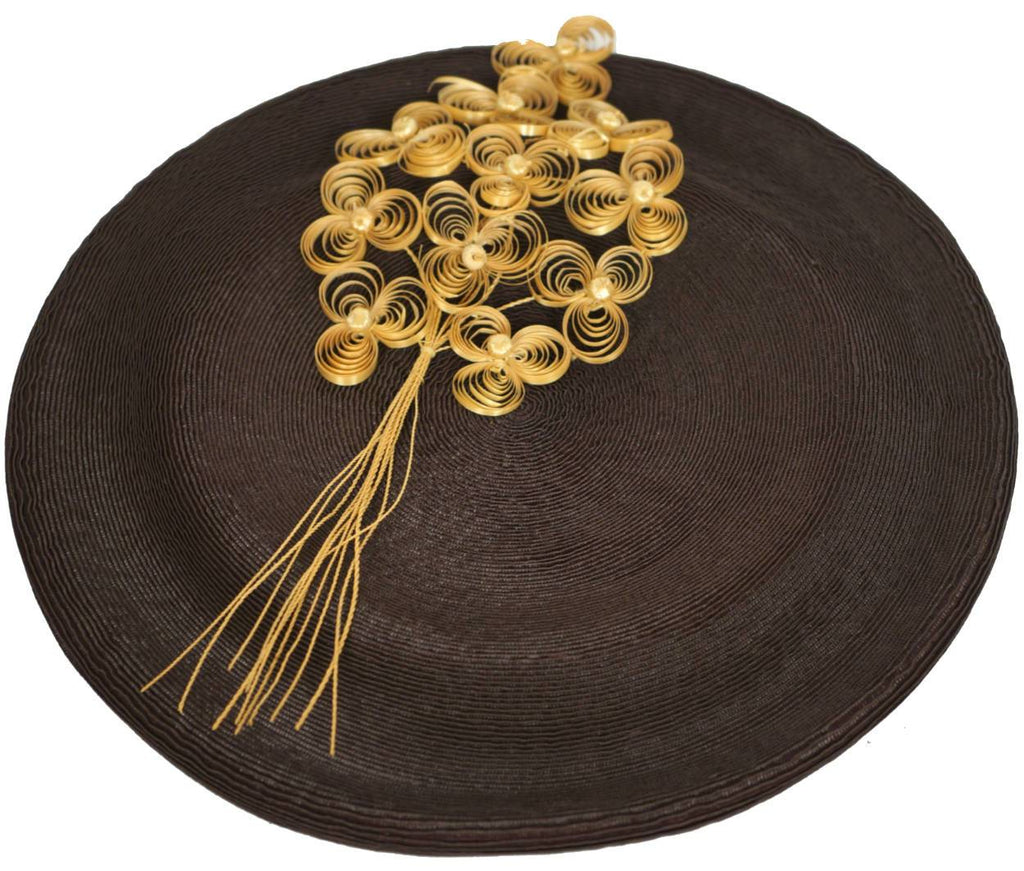 Vintage 1930s 40s Ladies Brown Straw Beret Hat Flore Deschamps Montreal Small - Poppy's Vintage Clothing