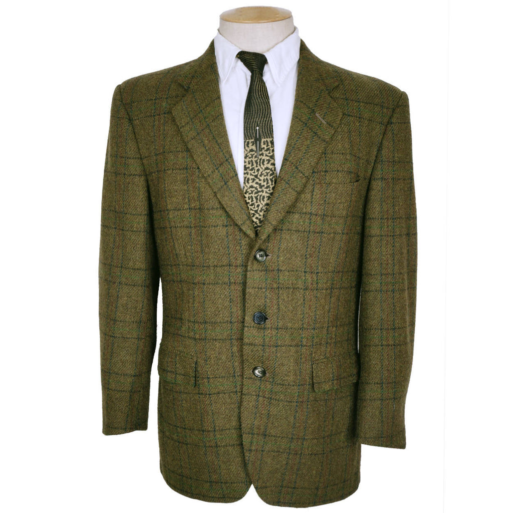 Vintage 1970s Tweed Sport Coat Mens Jacket - Bruce & Scott Tailors - Paris -Size M - Poppy's Vintage Clothing
