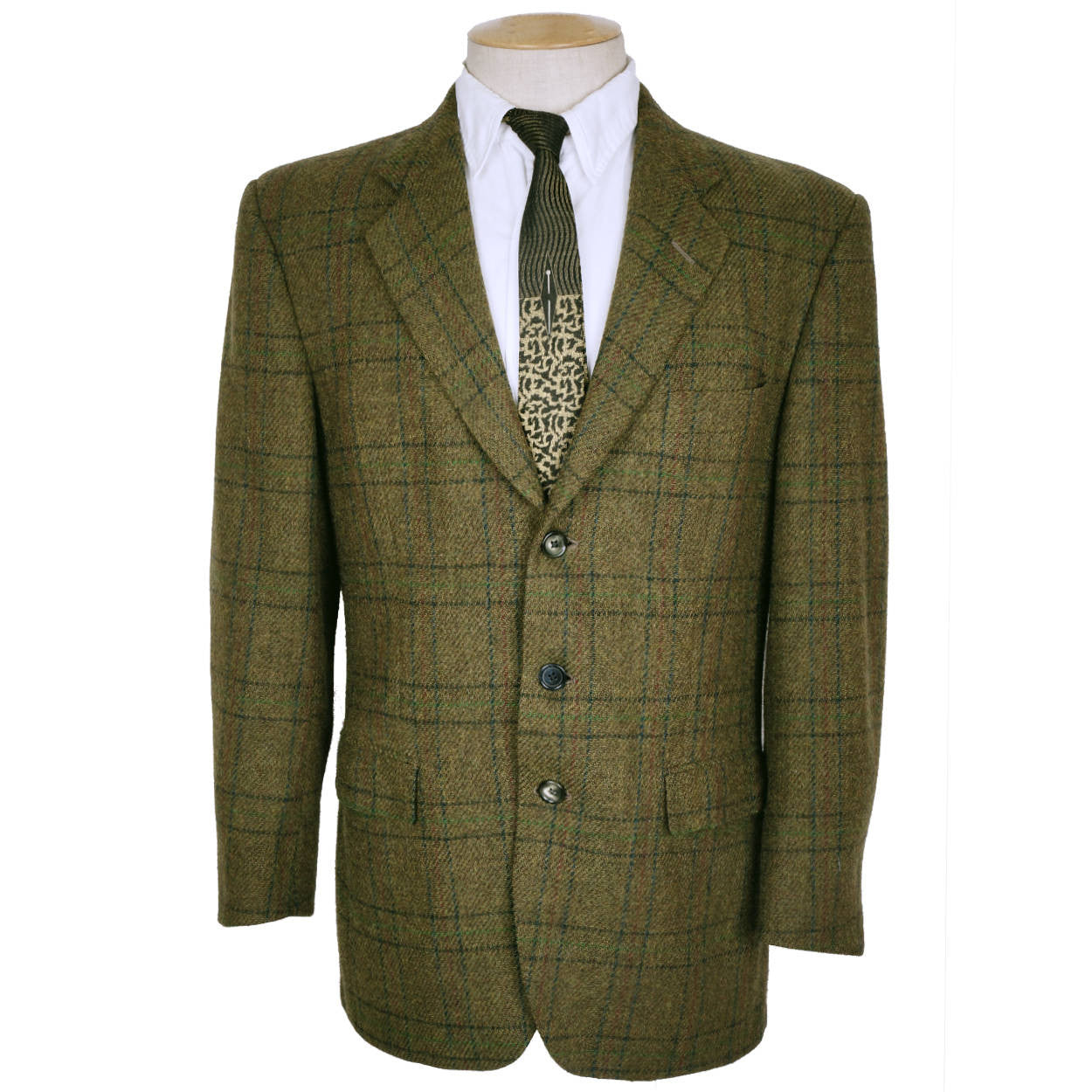 Vintage 1970s Tweed Sport Coat Mens Jacket - Bruce & Scott Tailors - Paris -Size M - Poppy's Vintage Clothing