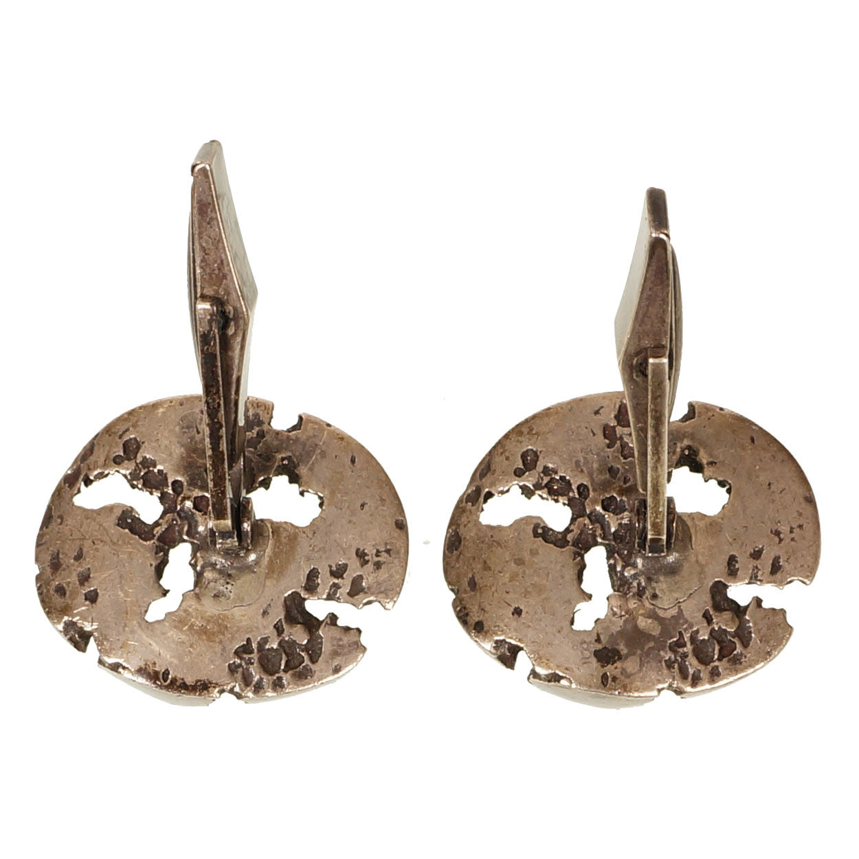 Vintage 1960s Brutalist Pewter Cufflinks - Poppy's Vintage Clothing