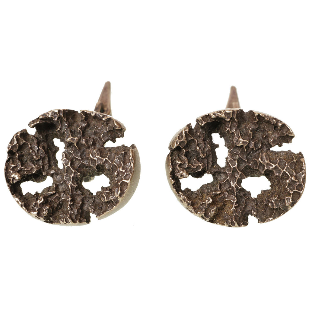 Vintage 1960s Brutalist Pewter Cufflinks - Poppy's Vintage Clothing