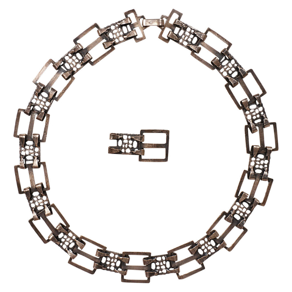 Canadian Modernist Brutalist Pewter Belt Unsigned Guy Vidal or Robert Larin - Poppy's Vintage Clothing