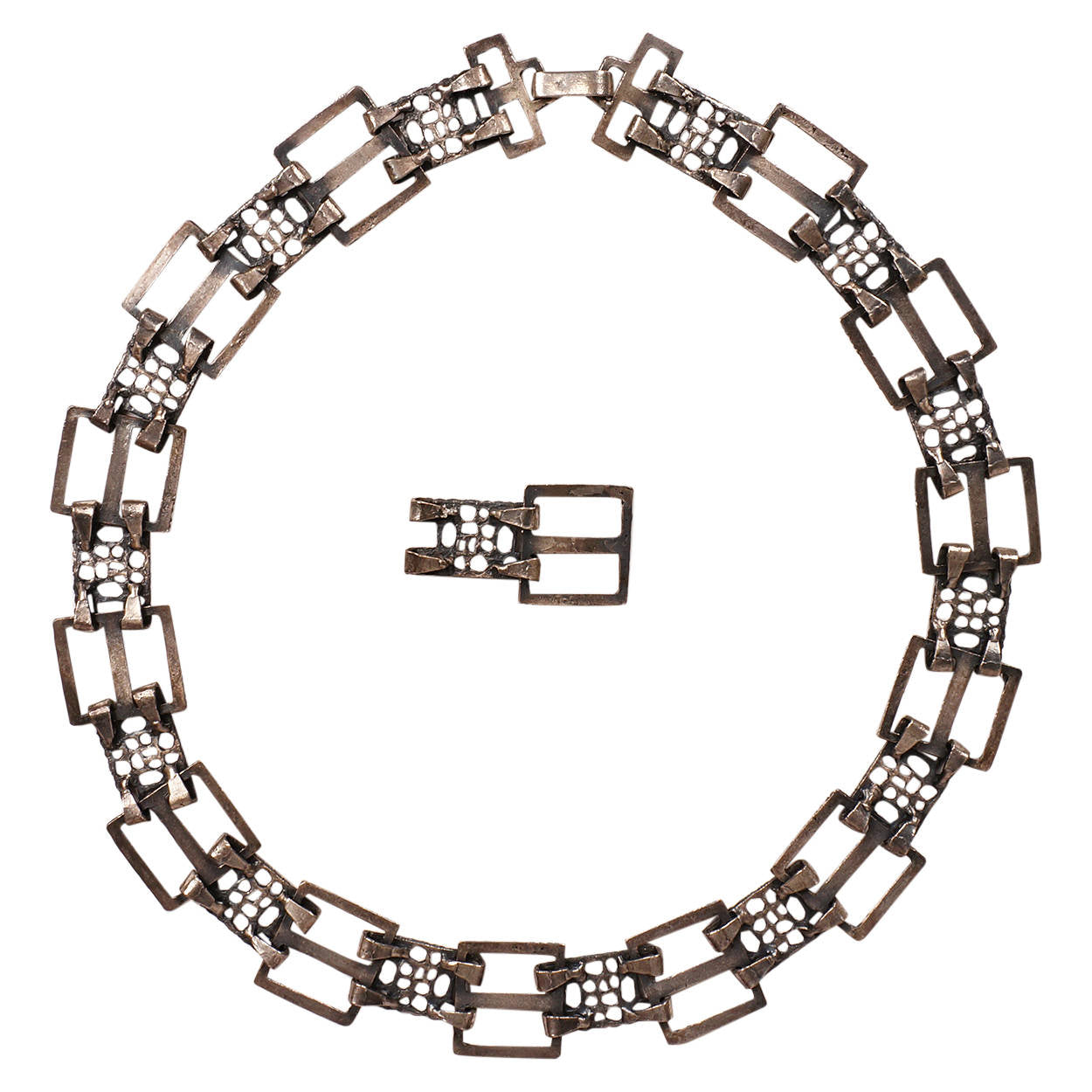 Canadian Modernist Brutalist Pewter Belt Unsigned Guy Vidal or Robert Larin - Poppy's Vintage Clothing