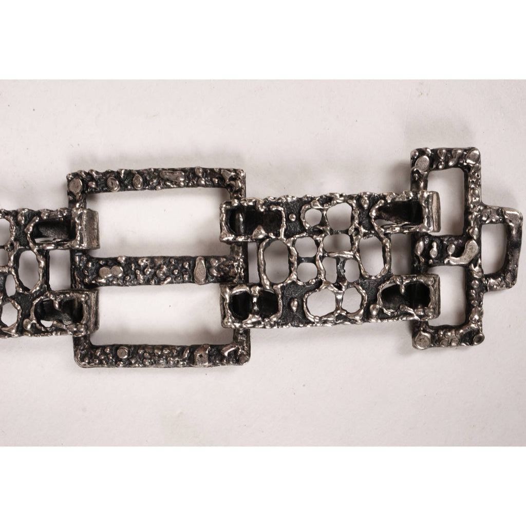 Canadian Modernist Brutalist Pewter Belt Unsigned Guy Vidal or Robert Larin - Poppy's Vintage Clothing