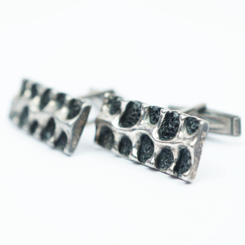 Vintage 70s Brutalist Cufflinks Modernist Robert Larin - Poppy's Vintage Clothing