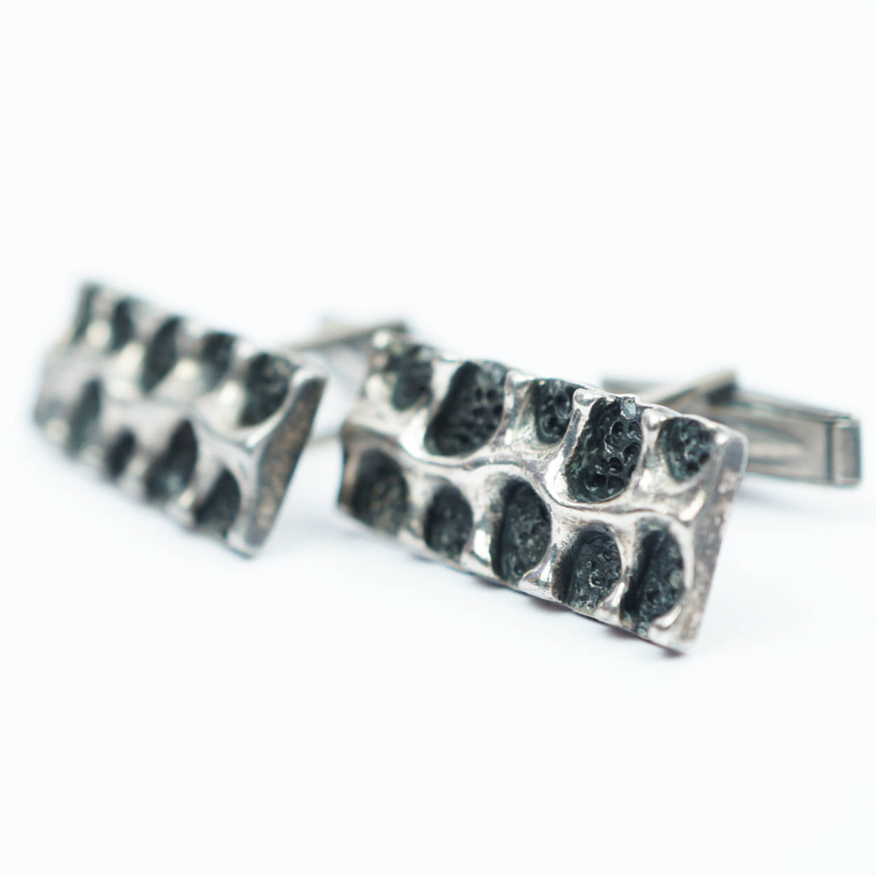 Vintage 70s Brutalist Cufflinks Modernist Robert Larin - Poppy's Vintage Clothing