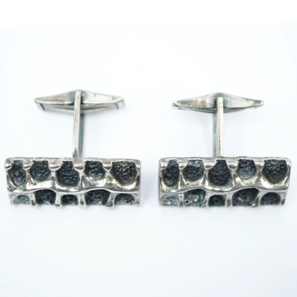 Vintage 70s Brutalist Cufflinks Modernist Robert Larin - Poppy's Vintage Clothing