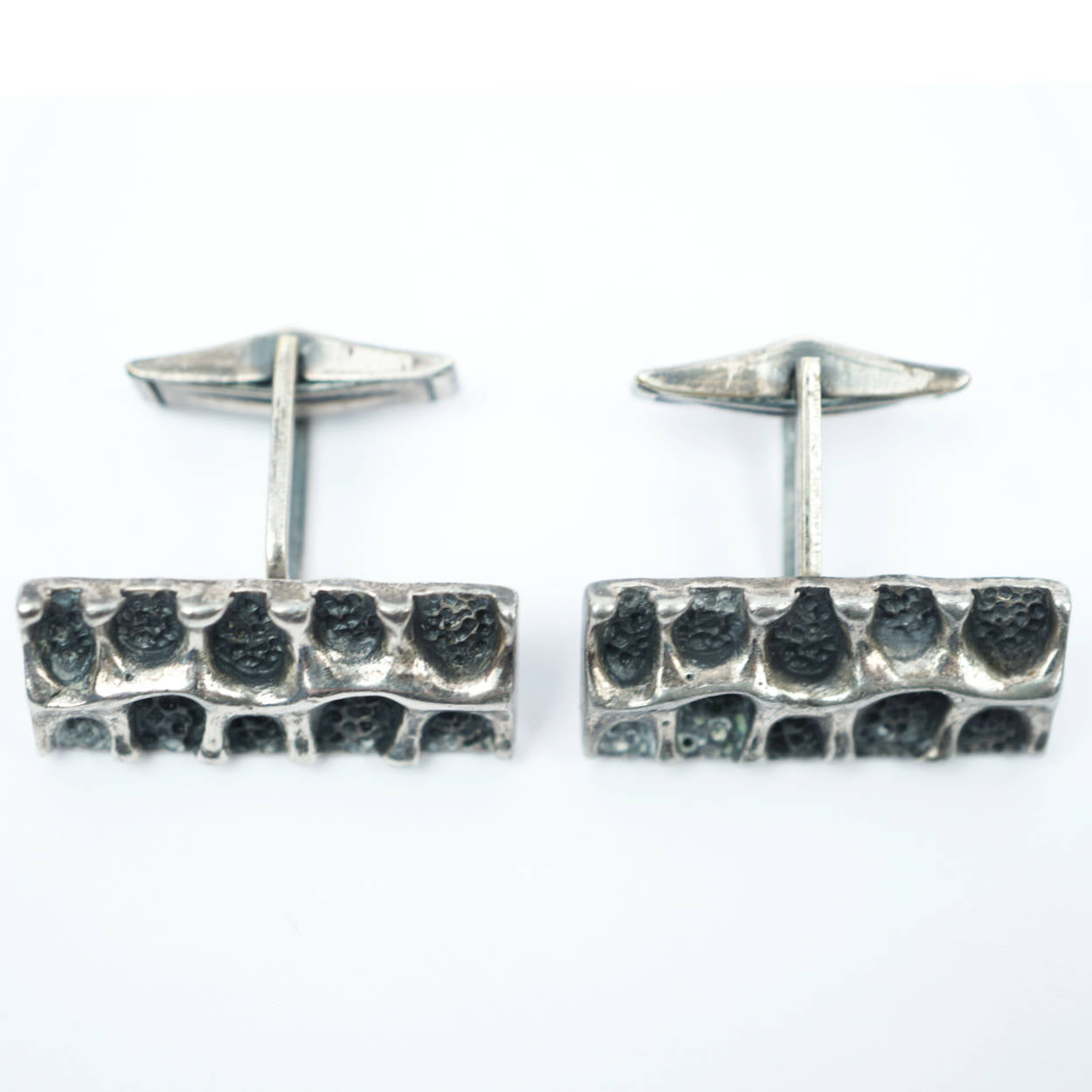 Vintage 70s Brutalist Cufflinks Modernist Robert Larin - Poppy's Vintage Clothing