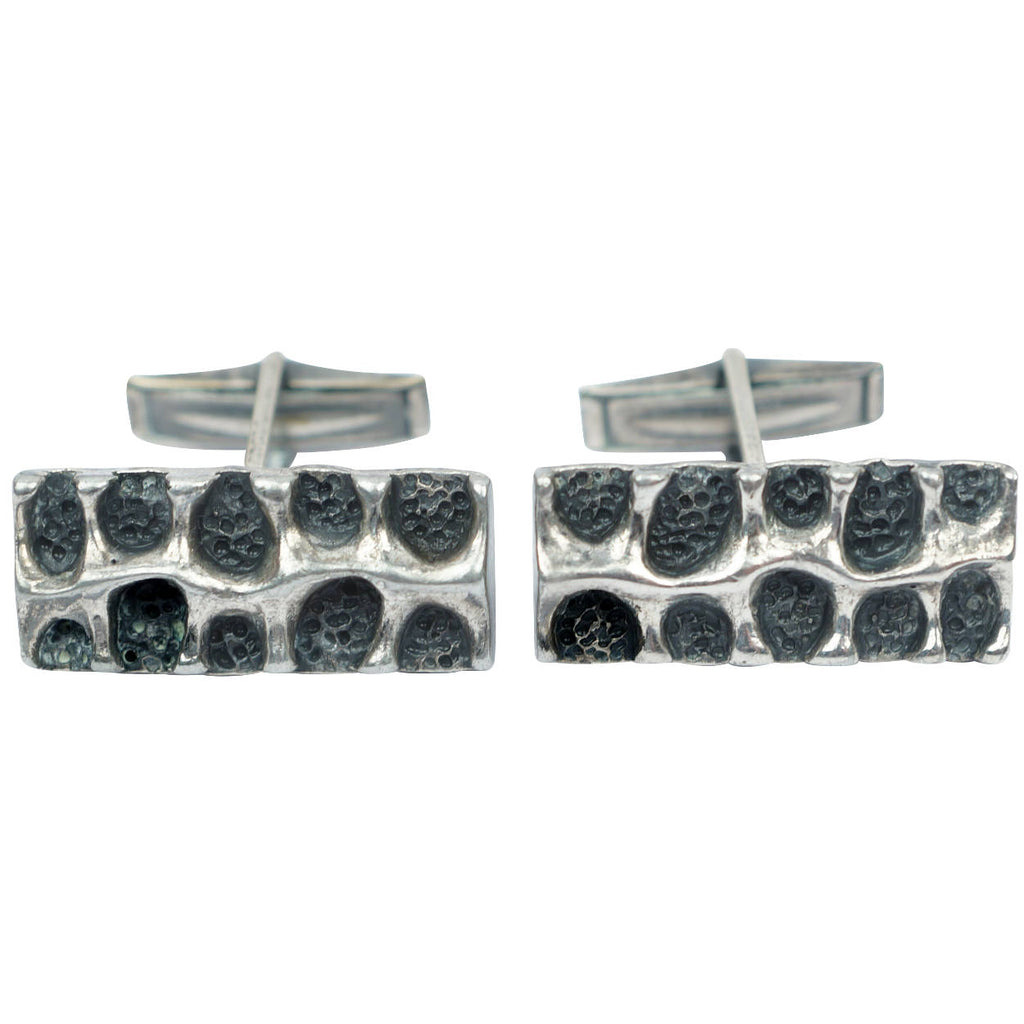 Vintage 70s Brutalist Cufflinks Modernist Robert Larin - Poppy's Vintage Clothing
