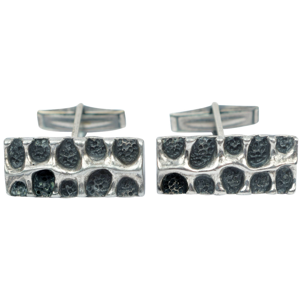 Vintage 70s Brutalist Cufflinks Modernist Robert Larin - Poppy's Vintage Clothing