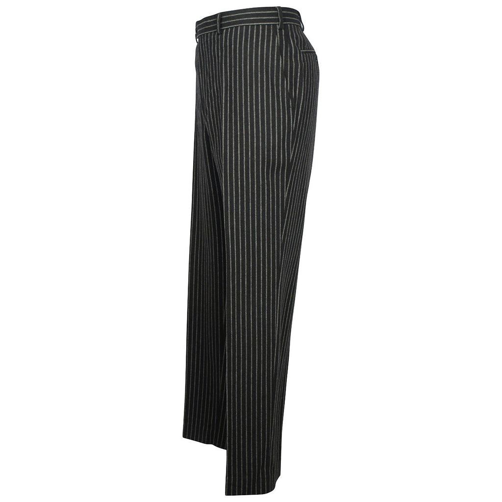 Burberry London Mens Pinstripe Suit Black Wool with Grey Stripes Size 42 Tall - Poppy's Vintage Clothing