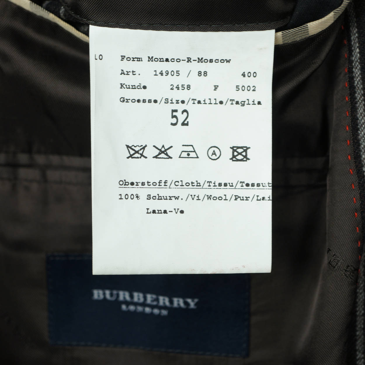 Burberry London Mens Pinstripe Suit Black Wool with Grey Stripes Size 42 Tall - Poppy's Vintage Clothing