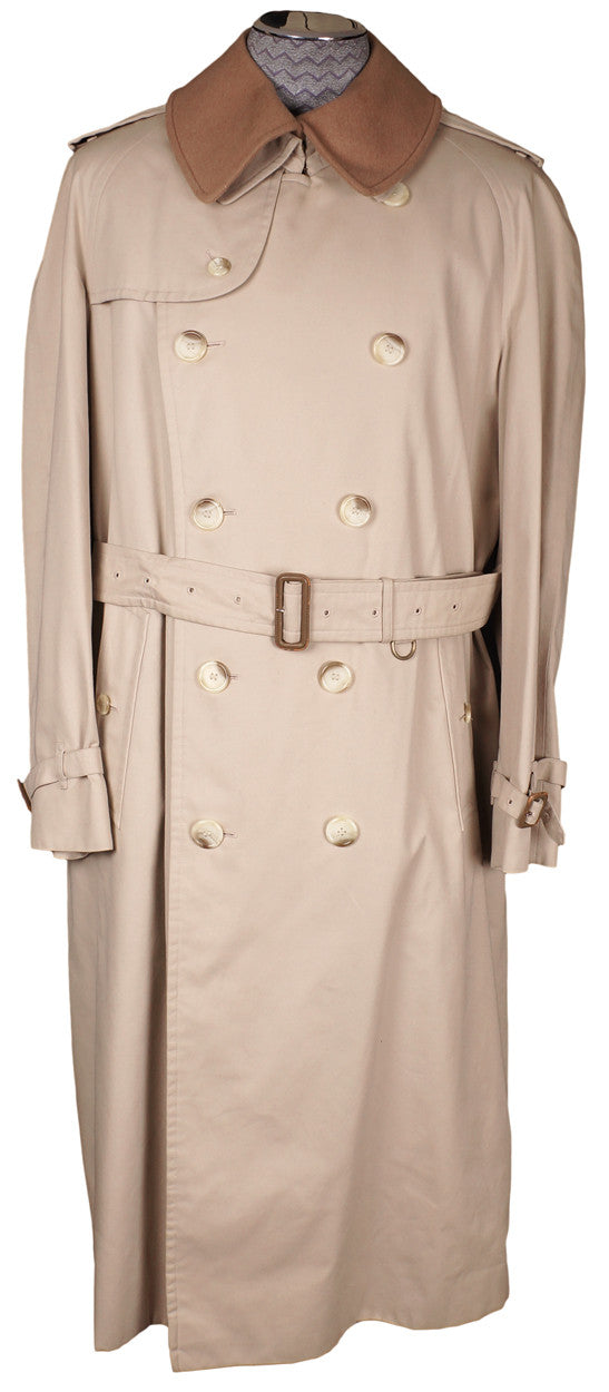 Vintage 1980s Mens Burberrys Trench Coat Beige with Wool Lining - Poppy's Vintage Clothing