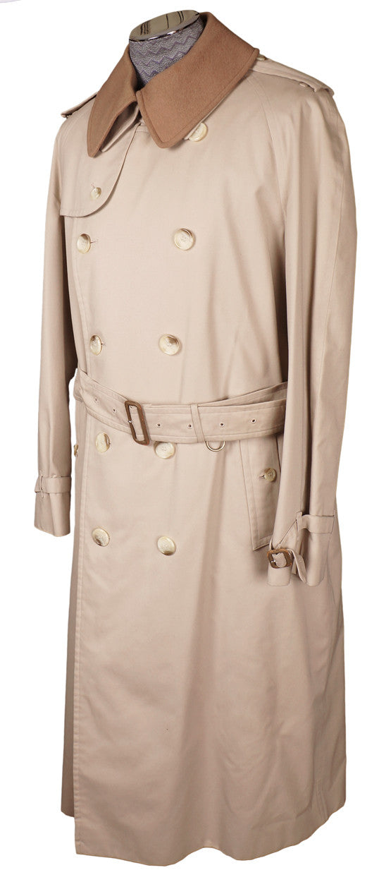 Vintage 1980s Mens Burberrys Trench Coat Beige with Wool Lining - Poppy's Vintage Clothing