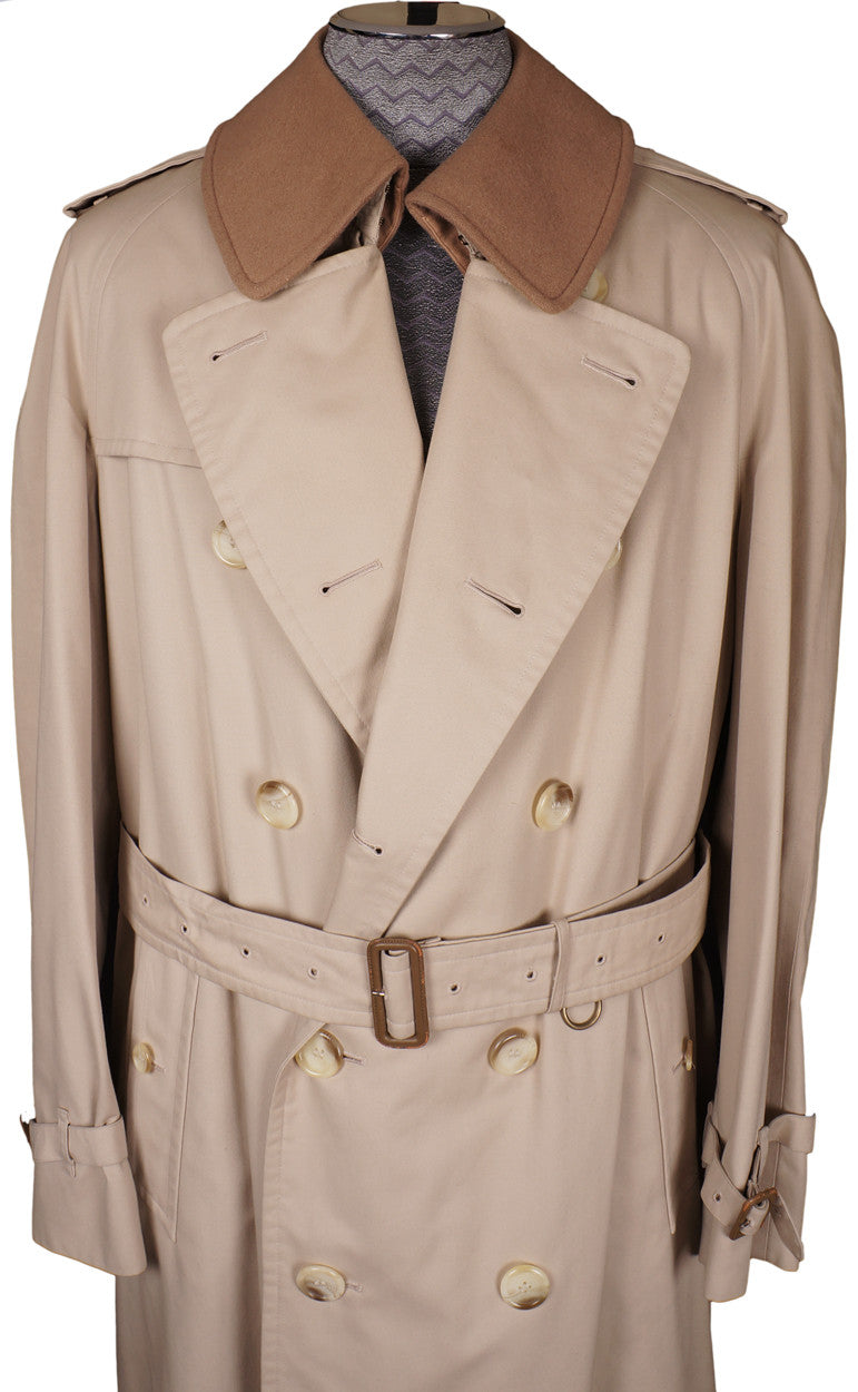 Vintage 1980s Mens Burberrys Trench Coat Beige with Wool Lining - Poppy's Vintage Clothing
