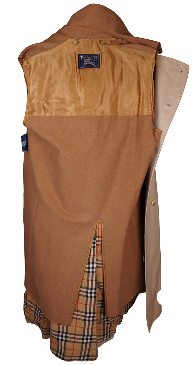 Vintage 1980s Mens Burberrys Trench Coat Beige with Wool Lining - Poppy's Vintage Clothing