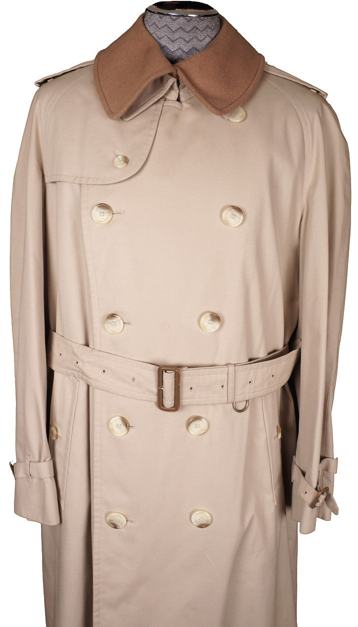 Vintage 1980s Mens Burberrys Trench Coat Beige with Wool Lining - Poppy's Vintage Clothing