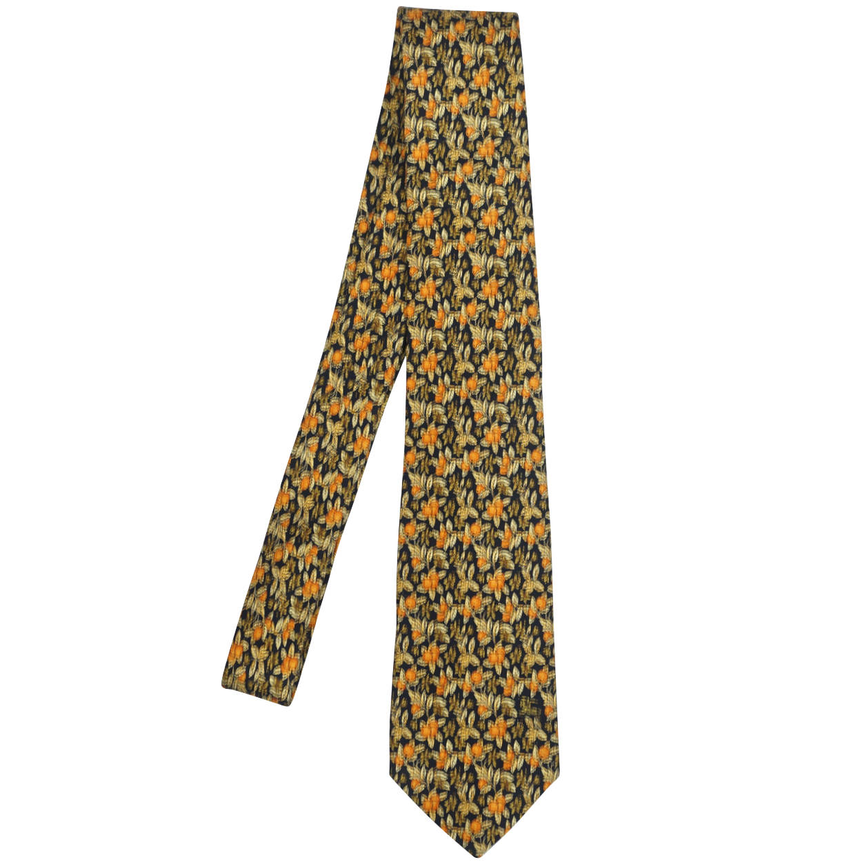 Vintage Burberrys Silk Tie Orange Fruit Pattern Necktie - Poppy's Vintage Clothing