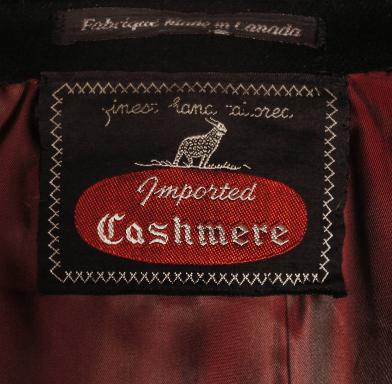 Vintage Mens Cashmere Coat Black Overcoat Hand Tailored Size L - Poppy's Vintage Clothing