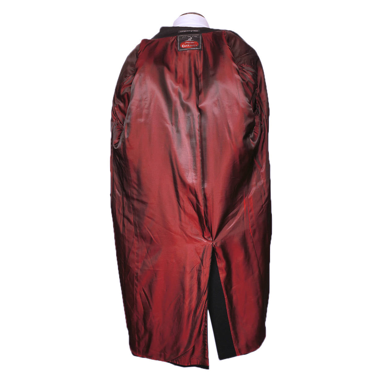 Vintage Mens Cashmere Coat Black Overcoat Hand Tailored Size L - Poppy's Vintage Clothing