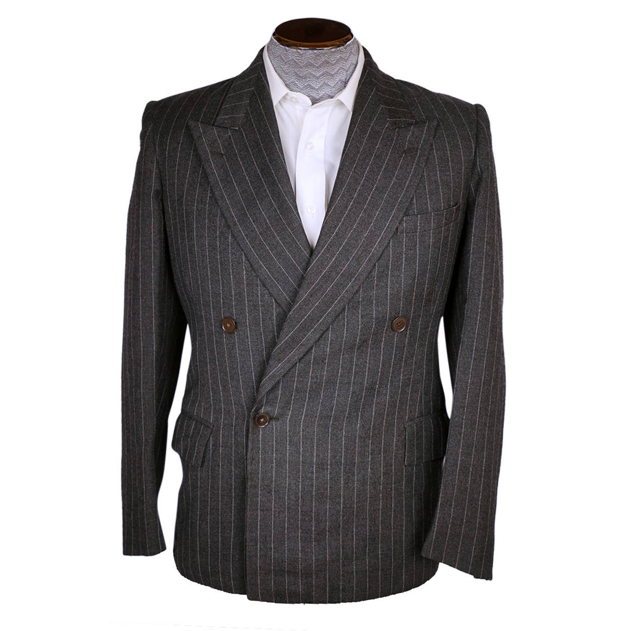 Vintage 1920s Mens Suit Jacket Burton Charcoal Grey Pinstripe Peaky Blinders M - Poppy's Vintage Clothing