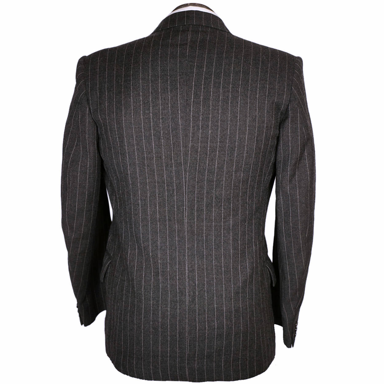 Vintage 1920s Mens Suit Jacket Burton Charcoal Grey Pinstripe Peaky Blinders M - Poppy's Vintage Clothing