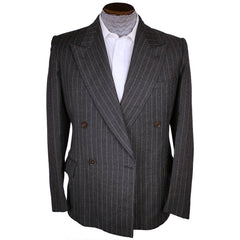 Vintage 1920s Mens Suit Jacket Burton Charcoal Grey Pinstripe Peaky Blinders M - Poppy's Vintage Clothing