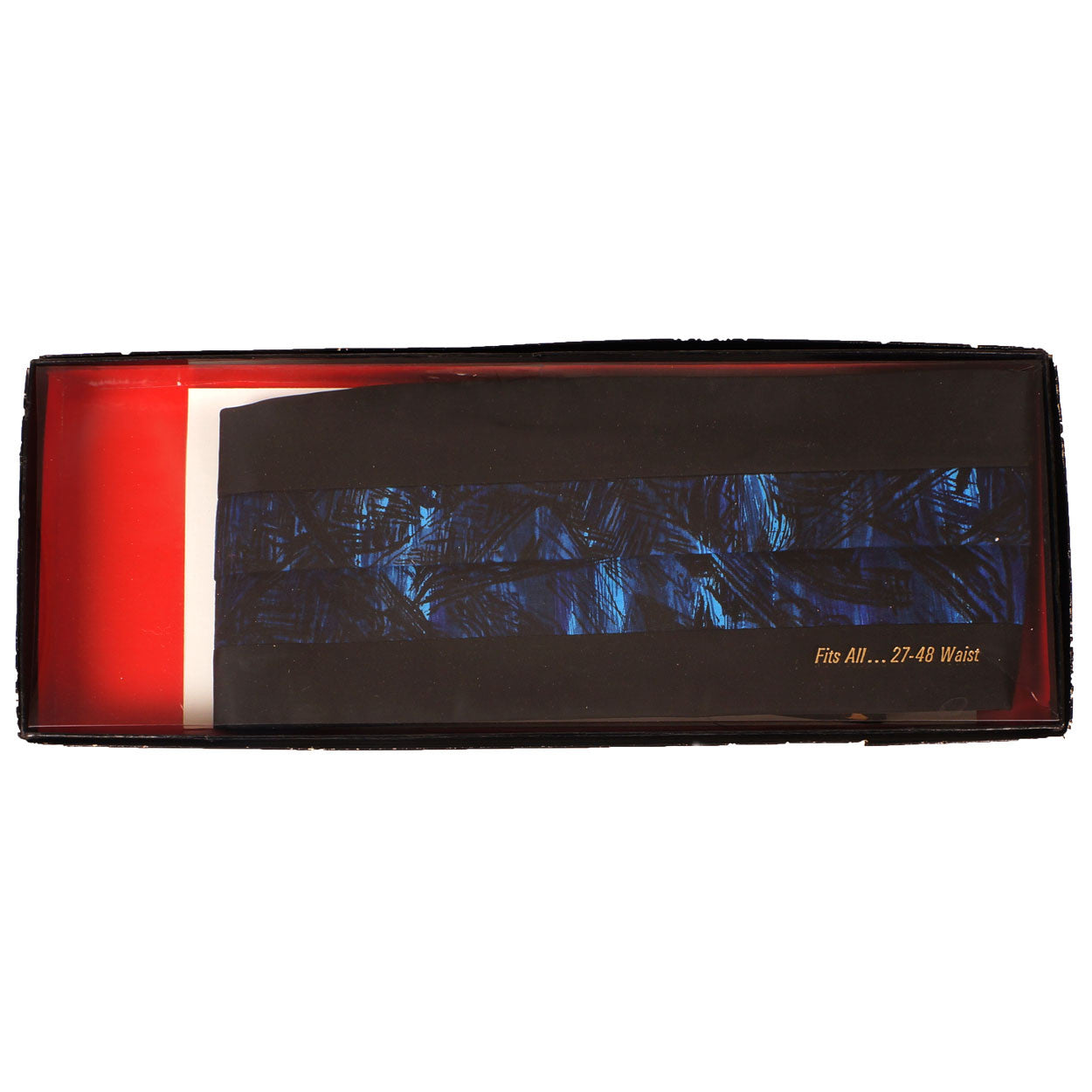 Vintage Tux Cummerbund Blue Abstract Pattern 1960s One Size - Poppy's Vintage Clothing