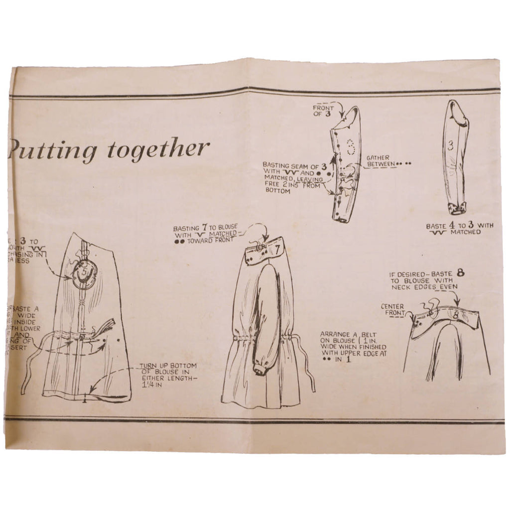 Vintage 1910s Butterick Pattern Ladies Blouse 3710 Complete Size 40 Bust - Poppy's Vintage Clothing