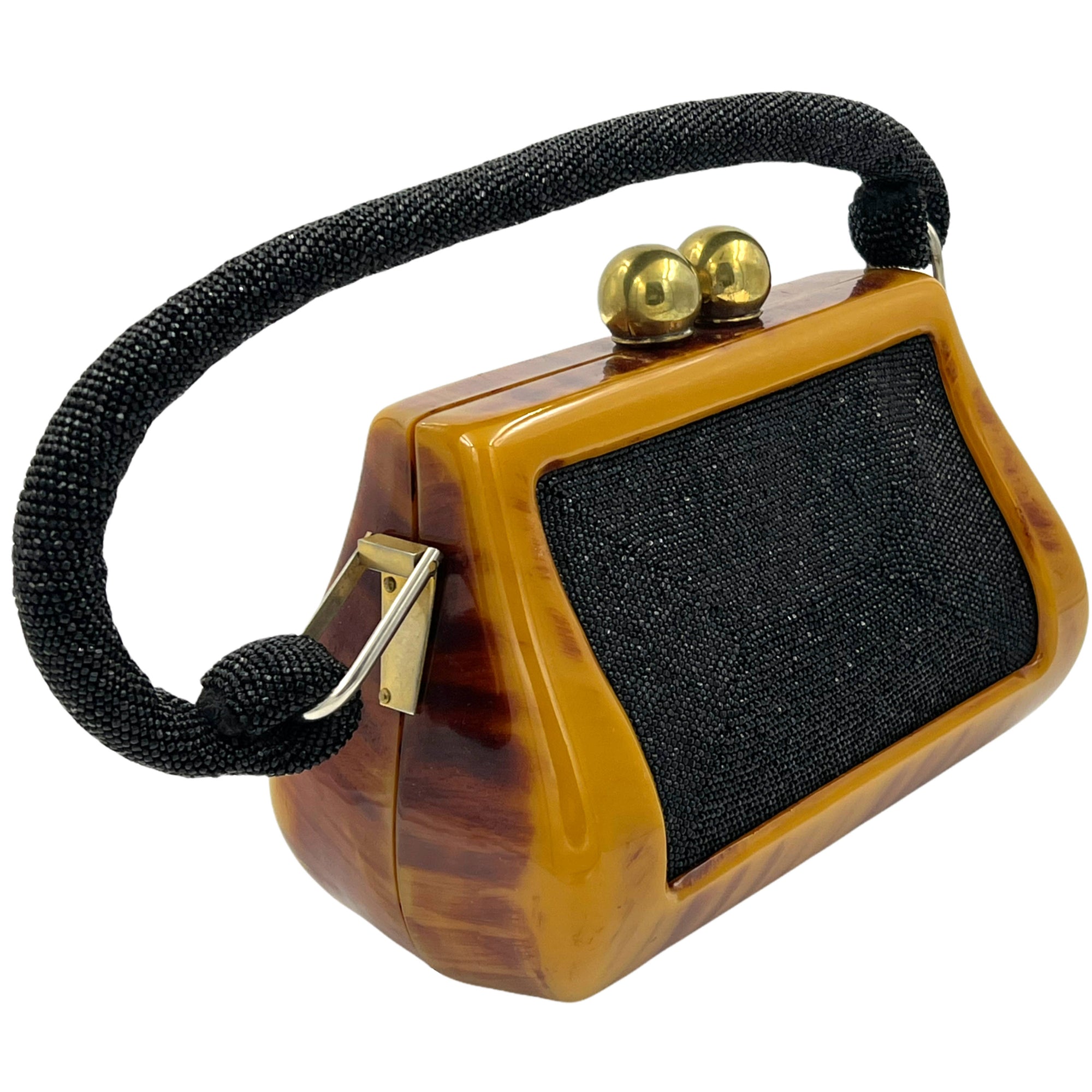 Vintage 1940s 50s Bakelite Handbag Beaded Purse by Fre-Mor