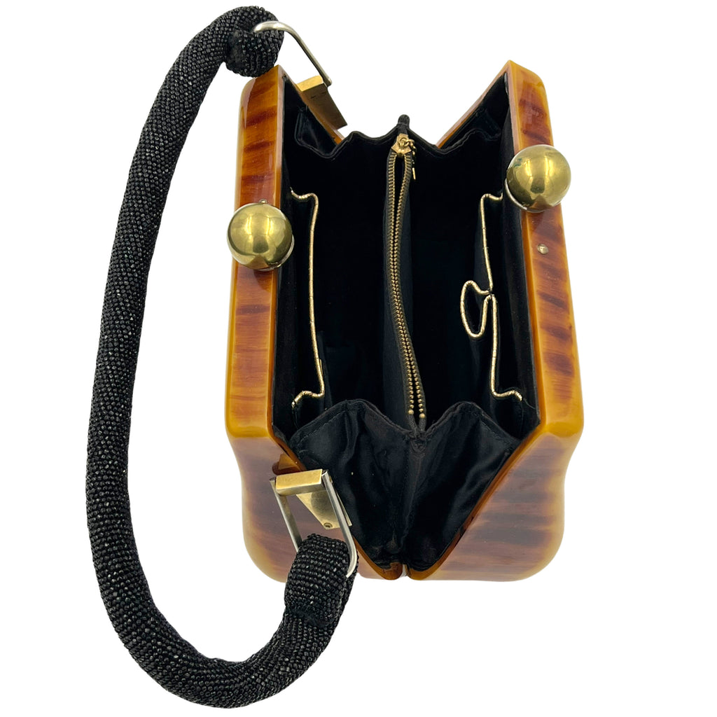 Vintage 1940s 50s Bakelite Handbag Beaded Purse by Fre-Mor