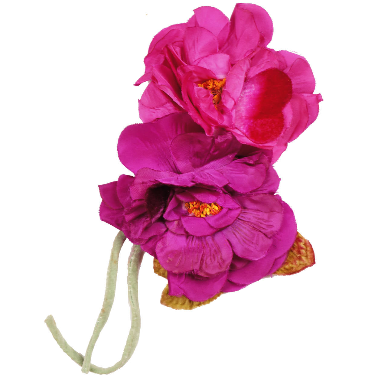 Vintage Gallic Rose Silk and Velvet Millinery Double Flower Pink & Violet Large - Poppy's Vintage Clothing