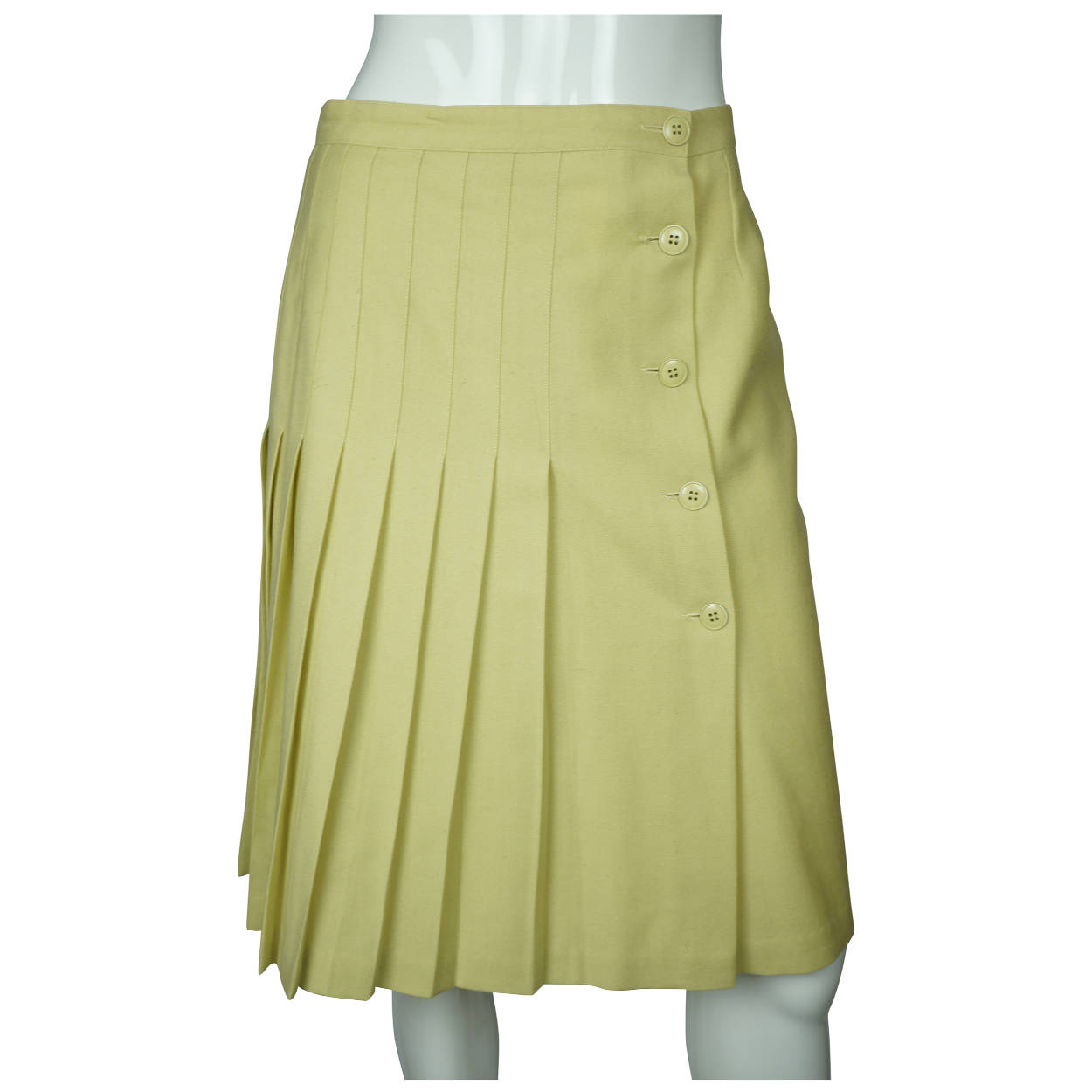 Vintage 1970s Cacharel Paris Skirt Suit Chartreuse Pure Wool Ladies Size M 8 - Poppy's Vintage Clothing