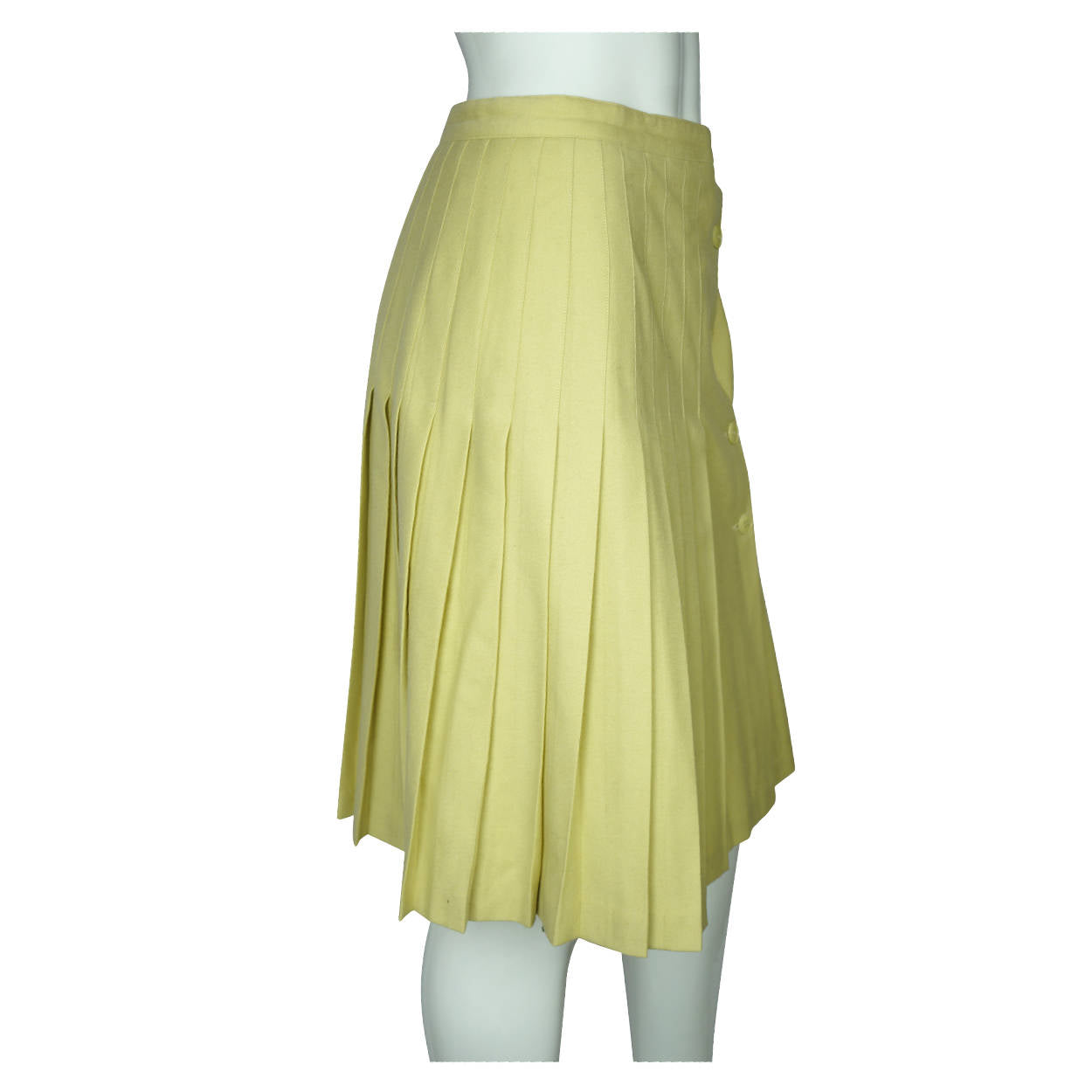Vintage 1970s Cacharel Paris Skirt Suit Chartreuse Pure Wool Ladies Size M 8 - Poppy's Vintage Clothing
