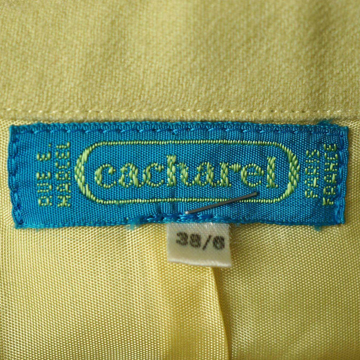 Vintage 1970s Cacharel Paris Skirt Suit Chartreuse Pure Wool Ladies Size M 8 - Poppy's Vintage Clothing
