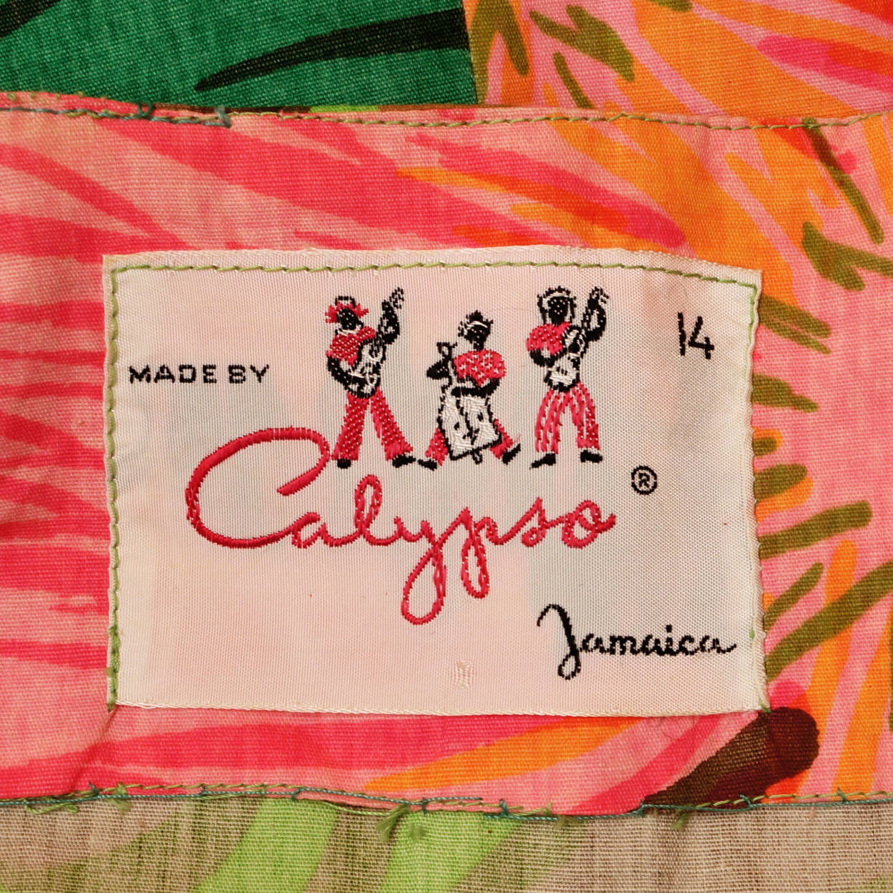 Vintage 1960s Bold Floral Print Cotton Dress By Calypso Jamaica Size 14 Colorful - Poppy's Vintage Clothing