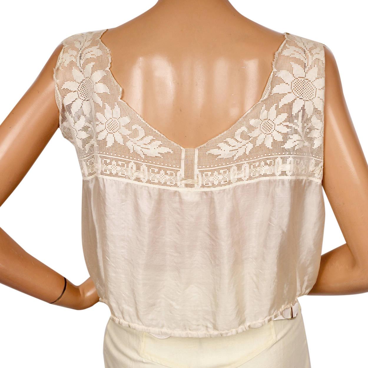 Antique Silk and Lace Camisole - Edwardian Era - Poppy's Vintage Clothing